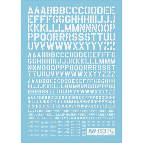 AW-153 Waterslide Decal: Letters Type 02 (Off White)