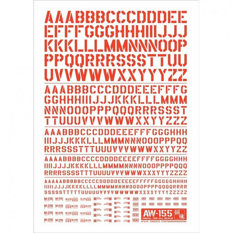 AW-155 Waterslide Decal: Letters Type 02 (Red)