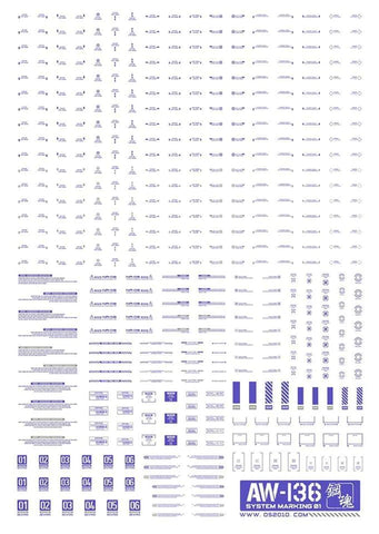 AW-136 Waterslide Decal (System Marking 01 Blue)