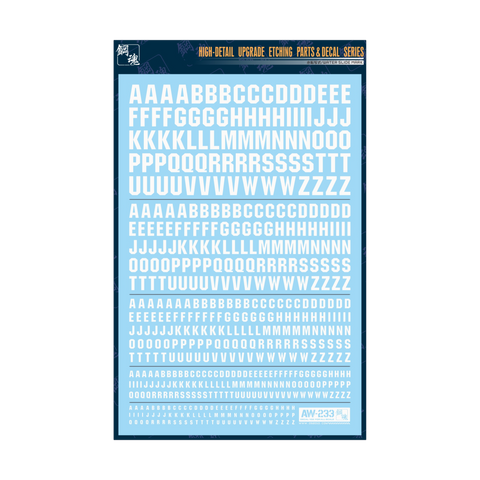 AW-233 Waterslide Decal Universal Alphabet Decal (White)