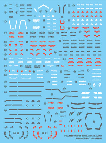 G-Rework Full Mechanics 1/100 Gundam Aerial Decals