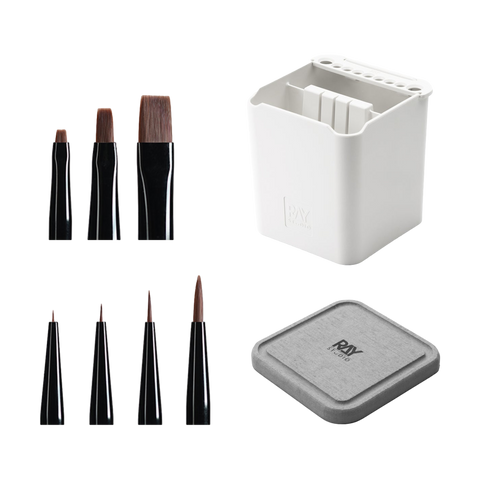 Pointed/Flat Modeling Brush Set w/ Washer