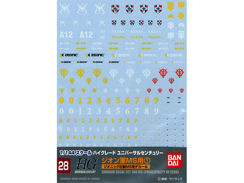 GD-28 HGUC Zeon 1 Decals