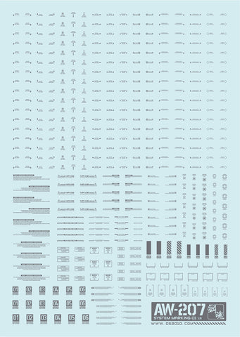 AW-207 Waterslide Decal Type 01 (1/144 & 1/100) Dark Gray