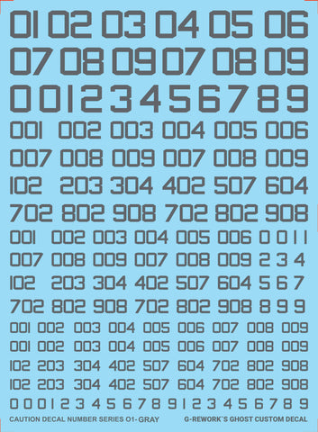 G-Rework Caution Number Series (Gray) Decals