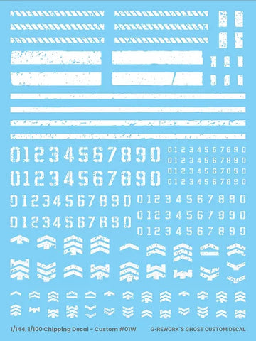 G-Rework 1/144 1/100 Chipping Decal Custom 01 White Decals