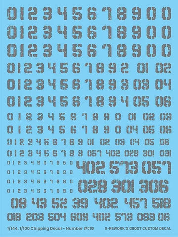 G-Rework 1/144 1/100 Chipping Decal Number 01 Gray Decals