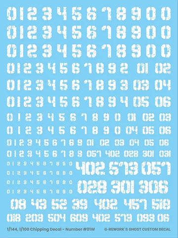 G-Rework 1/144 1/100 Chipping Decal Number 01 White Decals