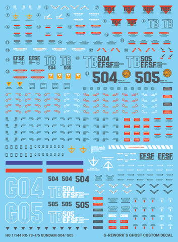 G-Rework HG RX-78-04/05 Full Set Decals
