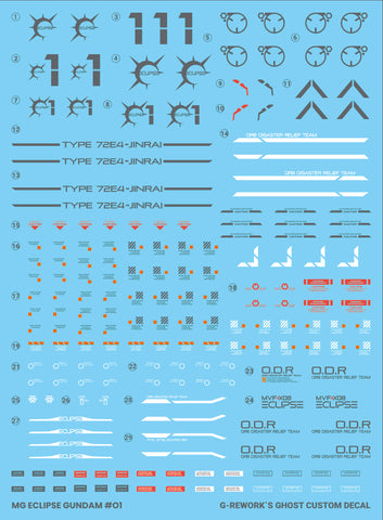 G-Rework MG MVF-X08 Eclipse Gundam Decals