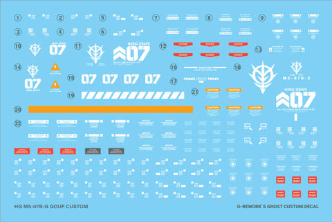 G-Rework HG MS-07B-3 Gouf Custom Decals