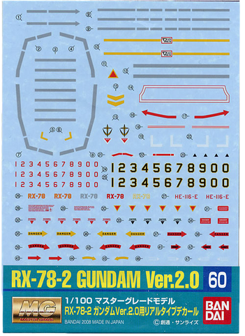 GD-60 MG RX-78-2 Gundam Ver. 2.0 Real Type Decals
