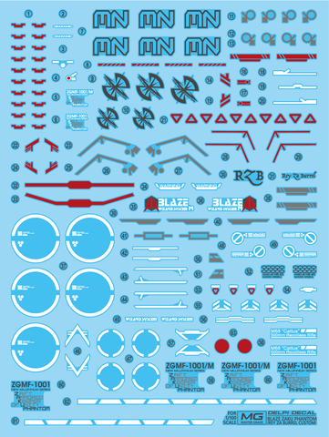 Delpi Decal MG Blaze ZAKU Phantom (Rey Za Burrel Custom) - [HOLO]
