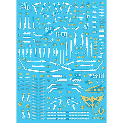 Delpi Decal RG Sazabi - [White & Gold Part HOLO]